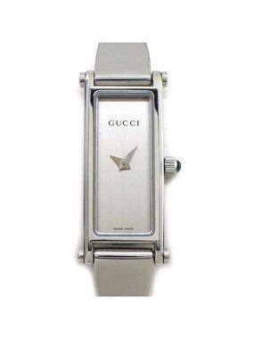 Gucci Watch Bracelet Rectangular Silver Dial SS Quartz Analog